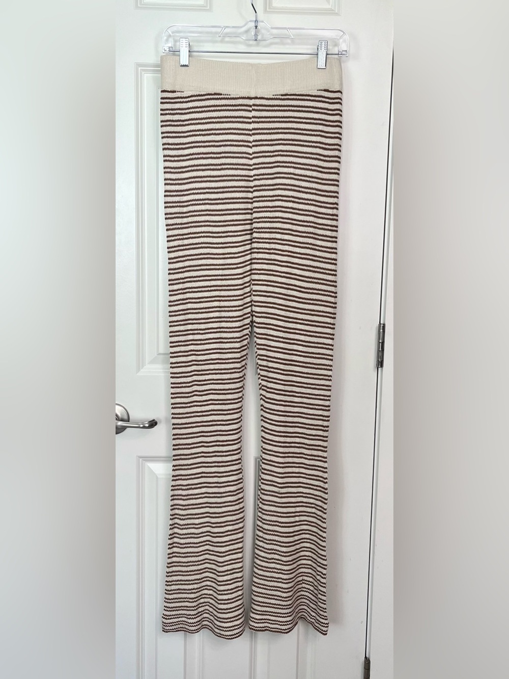 Miou Muse Striped Knit Flared Pants NWOT
